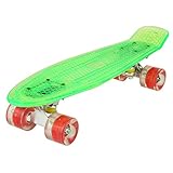 WeSkate 55CM Mini Cruiser Skateboard Kunstsoff Flashing Ywhb-35 Deck Grün mit LED/Rollen in Rot mit LED Deck mit LED und USB