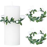 2 Stück tropfschutz kommunionkerze，Kerzenringe Kleine Künstliche Kränze Tropfenfänger für Kerzen，4-5 cm Durchmesser Dekokränze Dekorative Kerzenkränze für Kommunion Taufe Hochzeiten(kleine Perle)