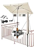 4smile Sonnenschirm Balkon SunnyShade, Beige - 4-in-1 SET Sonnenschutz Balkon - UPF 50+ Sonnenschirm rechteckig 200 x 125 cm + Sonnenschirmhalter Balkongeländer + Sonnenschirmhülle + Windsicherung
