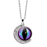 Fycakly Drehbarer Anhänger retro 's beidseitiges Zubehör Kette Augen Halsketten Anhänger ​​ Halsketten Geschenk für Frauen​​ (Multicolor, One Size)