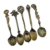 PANGBOER Retro-Kunst-Löffel-Set aus Legierung, 5-teilig, Küchenutensilien, robuste Legierung, Geschirr-Kollektion für Ess-Eleganz