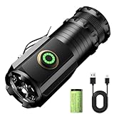 ASORT LED Taschenlampe Mini Extrem Hell ，5000 Lumen, USB Aufladbar, 3* Starke Lampenperlen，kleine Torch mit 5 Lichtmodi und Langer Betriebsdauer，IPX6 Wasserdicht, für Camping，Wandern，Outdoor，Notfälle