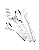 MONIX Pisa | 24-teiliges Besteckset mit Steakmesser, Edelstahl 18/10, modernes Design, glänzend polierte Oberfläche, Stärke 3 mm (6 Personen)
