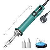YIHUA 929D-VI Temperaturgeregelter Elektrischer Entlötkolben mit Verbesserter Leistung, Beheizter Entlötpumpe, 3 Düsen und Lötpumpenfunktion(EU Plug)