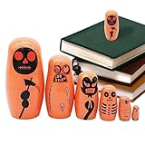 Russische Puppen für Kinder, stapelbare russische Puppen – Russische Holzpuppe mit sechs Schichten, Halloween-Dekorations-Puppe, russische Nistpuppen, Spielzeug für Familie, Freunde