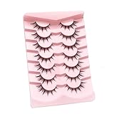 Manga Lashes Natürliches Aussehen Falsche Wimpern Anime Lashes Mink Wispy Spiky 3D Volume Eyelashes Pack Koreanisch Japanisch Asiatische Cosplay Wimpern sehen wie einzelne Cluster (Pink, One Size)