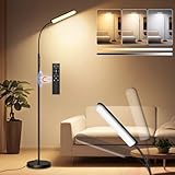 LED Stehlampe Dimmbar 18W 1650LM Schwarz,Standleuchte Wohnzimmer mit 360° Schwanenhals & Unendlich Dimmer (3000K-6500K) ,Leselampe Fernbedienung/Touch,Timer, Modern Standlampe für Schlafzimmer Büro