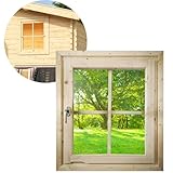 ULTINESS - Gartenhaus Fenster Holz 69 x 80 cm Dreh-/Kippfenster Gartenhausfenster mit Echtglas für 38 mm Gartenhäuser (38 mm)