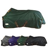 Marengos by Bucas - Winterdecke 1200D Irish Turnout | atmungsaktive & wasserdichte Outdoordecke mit Innenfutter & Kreuzbegurtung | Grün/Orange in Größe 155cm (200g/m² Füllung)