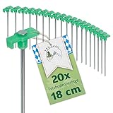 TTL Garden 20x Felsboden Heringe aus Stahl - 18cm Zeltheringe für Harte Böden Set aus 20 Stück lang stabil & leicht aus gehärtetem Stahl rostfrei - mit Kunststoff Kappe für Camping Zelten Outdoor