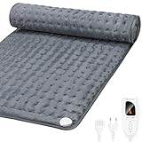 MYCARBON Heizkissen Rücken 92x50cm Wärmekissen mit 6 Heizstufen 4 Timerstufen waschbar Heizdecke mit Abschaltautomatik für Schulter Nacken Bauch Grau