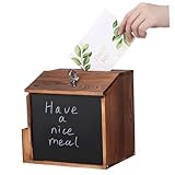 Kisangel Verschließbare Holz Vorschlagsbox mit Schachtel und Broschürenhalter Wandmontage mit Tafelschild Briefkasten für Vertrauliche Rückmeldungen Spenden Wahlurnen für Büro Schule