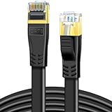DDMALL Cat 8 Netzwerkkabel 2m, Hochgeschwindigkeit 40Gbps 2000MHz Cat8 Flaches Patchkabel, Gigabit Internet LAN Kabel mit Vergoldetem RJ45 Stecker für Gaming, Modem, Router (2 m/Schwarz)