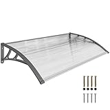 Outsunny Pultvordach Vordach für Haustür 110 x 60 x 18 cm Überdachung mit UV Schutz, Regenschutz Sonnenschutz für draußen Alu Grau+Transparent