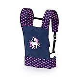 Bayer Design 62254AA Puppentrage EasyCarry, Tragegurt, tragbar Vorne und Hinten, Tragesitz, Puppenzubehör, Kuscheltier u. Puppen, blau mit Einhorn
