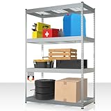 Floordirekt Schwerlastregal Yukon Rivet 180 x 120 x 60 cm, 4 Etagen Verzinkt | Stahlregal mit Gitterböden | 250–350 kg Tragkraft je Etage | Verschiedene Größen & Farben