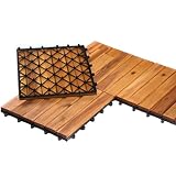 BURI 1qm Holzfliesen Balkonfliesen Holz Fliesen 30x30 cm - Balkonboden wetterfest aus Akazienholz - Terrassenfliesen mit Klicksystem für Terrasse Balkon (11 Stück = 1m²)
