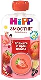 HiPP Smoothie Mix im Quetschbeutel, Rote Früchte in Apfel-Banane, 100% Bio-Früchte ohne Zuckerzusatz, 6 x 120 ml Beutel