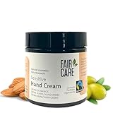 FAIR CARE Handcreme Mandel für sensible Haut 100ml Tiegel - Vegan & Fairtrade-Olivenöl - Nachhaltige Pflege für Hände