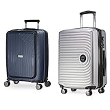 Hauptstadtkoffer- TXL - leichtes Handgepäck mit Laptoptasche, 55 cm, 40 L,TSA-Schloss, Dunkelblau & Mitte - Hartschalenkoffer Handgepäck 55x40x20 leicht, 4 Rollen, TSA, Silber matt