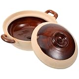 NUOBESTY Keramik kochtopf Clay Casserole Tontopf mit Starker Wärmespeicherung und Glatter Antihaft oberfläche für Schmoren Suppen Porzellanähnlich Hitzebeständig für Küche Zuhause