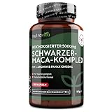 Maca Kapseln schwarz - Hochdosiert mit 5000mg - 180 vegane Kapseln - Zusätzlich mit Panax Gingseng und L-Arginin - Laborgetestet in Deutschland - Ohne Zusätze und GVO Frei - 6 Monatsvorrat