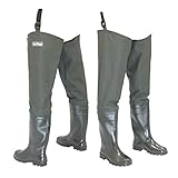 FortMen Watstiefel Herren Anglerhose mit Stiefel wasserdichte Wathose Größe Gr. 44 Lange Watthosen Gummistiefel Fishing Boots Angeln