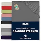 Dreamzie - Spannbettlaken 200x200cm - Baumwolle Oeko Tex Zertifiziert - Anthrazitgrau - 100% Jersey Spannbetttuch 200x200