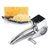 VIFERR Käsereibe, Trommelreibe Edelstahl Multifunktions Küchenreibe Craft Rotary Käsereibe mit Kurbel, Parmesanmühle Manuell Cheese Grater für Käse Gemüse Obst