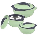 Pinnacle Isolierte Auflaufform mit Deckel, 3-teiliges Set 2,6/1,5/1 qt. Hot Pot Speisenwärmer/Kühler – Thermo-Suppen-/Salat-Servierschüssel – Edelstahl Heißspeisebehälter – Bestes Geschenkset für