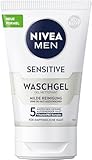 NIVEA MEN Sensitive Waschgel, sanftes Reinigungsgel für empfindliche Männerhaut, beruhigende Gesichtsreinigung zur Linderung von Hautirritationen (100 ml)