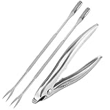 Hummercracker mit 2 teiligem Gabelset, Hummerkrabben Schälwerkzeug aus Edelstahl für die Küche von Meeresfrüchten mit Krustentieren