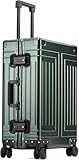Hartschalenkoffer All-Aluminium-Magnesium-Legierung Trolley Universalrad Großer Koffer Passwortbox für Männer und Frauen 24/26 Zoll Box Koffer+(Size:24',Color:Grün)