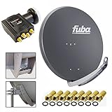 Fuba DAA 850 A Digital Sat Schüssel Anthrazit 85x85cm PremiumX Deluxe LNB Quad bis 4 Teilnehmer 8X F-Stecker