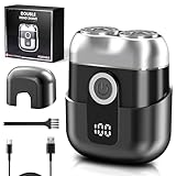 Yeerain Mini Rasierer Herren Elektrisch mit LED-Anzeige, IPX6 Wasserdichter Elektrorasierer Herren, Tragbarer Stumm Waschbar Mini Elektrorasierer, Shaver Men Grau