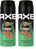 Axe Bodyspray Jungle Fresh Deo ohne Aluminiumsalze sorgt 48 Stunden lang für effektiven Schutz vor Körpergeruch 150 ml (Packung mit 2)