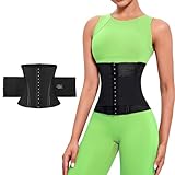 PQWEUU Taillenmieder Korsett Damen Shapewear Taillenformer Atmungsaktives Netz Taillengürtel Bauchdeckenstraffung Korsett Waist Trainer mit Doppelte Stufe 6 Reihen Haken (Schwarz, XL(72-80KG))