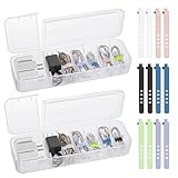 Kabel Aufbewahrungsbox 2 Stück, 7 Fächer Transparente Kabelmanagement-Box mit 12 Kabelbindern, Doppelöffnung Kabel-Organisator für Schreibtisch Lagerung, Büro, Hausgebrauch