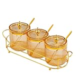 Gewürzbehälter - Gewürzregal Gewürzdosen - Vielseitiges Glas Kompakter Behälter mit Deckeln und Löffeln für Kardamom Kochsalz Zimt Restaurant Zucker Pfeffer