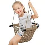 Kinderschaukel Outdoor Schaukel Garten handgestrickter Schaukelsitz für Indoor Outdoor Spielplatz Hinterhof Höhenverstellbar Atmungsaktiv elastisch Bequemer Nestschaukel (Khaki)