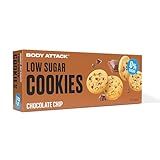 BODY ATTACK LOW SUGAR COOKIES - Chocolate Chip - 130 g - Köstliche Sorten mit wenig oder keinem Zucker - Kekse mit Protein - Eiweißreicher low sugar Snack - Aspartamfrei, Made in Germany