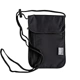 MUNSKT Brustbeutel Brusttasche Mit RFID-Schutz Unisex Reisegeldbeutel Diebstahlsicher Kleine Weicher Brustbeutel zum Reisen Unisex für Passport Kreditkarten Münzen und Reise Zubehör(Schwarz)