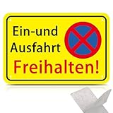 Einfahrt Ausfahrt Freihalten Schilder Metall Aluminium, 30X20 cm,Parken Verboten Schild Eingang Freihalten Auch Gegenüber, Warnschilder Verbotsschilder Zufahrt Freihalten