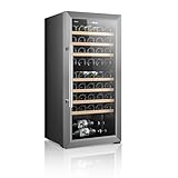 SVAN Vinoteca 45 Botellas Negro SVN4500D. 85W, 2 Zonas Independientes, Display LED táctil, Pantalla Digital Exterior, 7 Baldas de Madera, 1 Rejillas Metálicas, Clase de Eficiencia Enérgetica G