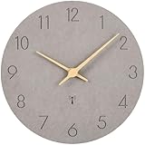 Warminn Funkuhr MDF Holz Wanduhr Ohne TickgeräUsche Lautlos 30cm Quarz Batterie Groß Einfach zu Lesen für Zimmer Zuhause KüChe Schlafzimmer Büro Schule (Grau 1)