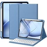 drivego Hülle mit Tastatur für iPad Air 11 Zoll M3 2025 M2 2024/Air 5 Generation 2022 4 Gen 2020 10,9 Zoll, Magnetische Anti-Detach Tastatur Hülle mit Stifthalter, QWERTZ Layout Keyboard, Blau