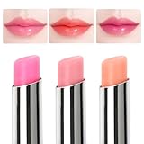 3 Stück Temperatur Farbwechsel Lippenstift, Langlebige Magischer Lippenbalsam Set, Temperaturwechsel Lipgloss Anhaltende Lippenfeuchtigkeit für Frauen Mädchen Trockene und Spröde Lippen