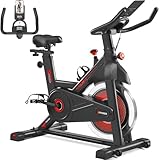 Yaheetech Heimtrainer Fahrrad für Zuhause Fahrradtrainer mit LCD Display Verstellbarer Heimtrainer mit Halterung & Wasserflaschenhalter Indoor Fitnessbike 110 kg Belastbar