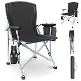 YUMBOT Luxus Campingstuhl Faltbar 180 KG Belastbar Ultragroß mit Hochlehner Bequem Gepolster Klappstuhl Camping Garten Balkon Strand,Camping Stuhl Sessel Gartenstuhl Anglerstuhl,Schwarz