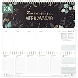 Wochen-Tischkalender 2024 im Quer-Format [Mondscheinblüten] 1 Woche 2 Seiten | Wochenkalender 29,5 x 10,5 cm | Schreibtisch-Kalender mit Sprüchen | nachhaltig & klimafreundlich